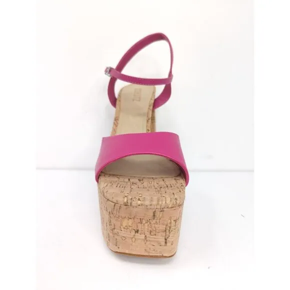 Schutz Women's Glayce Leather Platform 5.5&quot; Heels Pink Sandals size 9 NEW