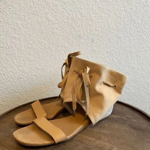 See by Chloe Tan Beige Suede Leather Kasha Sandals Women's Size 38 US 8