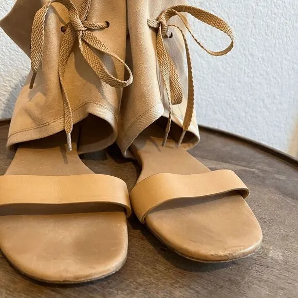 See by Chloe Tan Beige Suede Leather Kasha Sandals Women's Size 38 US 8