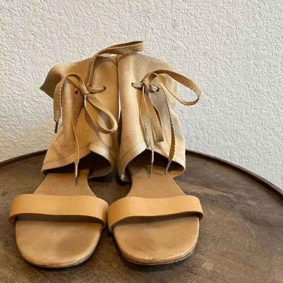 See by Chloe Tan Beige Suede Leather Kasha Sandals Women's Size 38 US 8