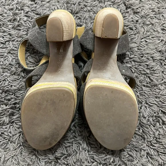See By Chloe Wooden Canvas Platform Sandals size 8.5