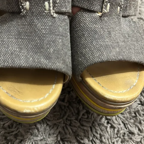 See By Chloe Wooden Canvas Platform Sandals size 8.5