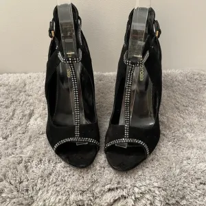 Sergio Rossi Crystal-embellished black suede sandals! Size 7.5