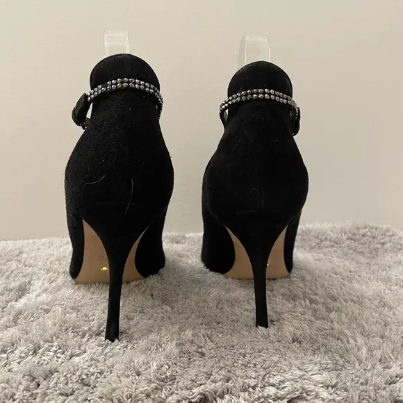 Sergio Rossi Crystal-embellished black suede sandals! Size 7.5