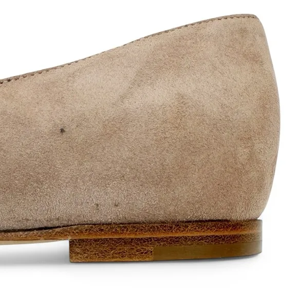 Sergio Rossi Isobel Leather Suede Pointed Toe Flats in Rose Nude EU 36.5 US 6.5