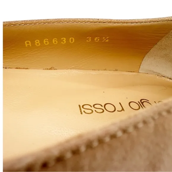 Sergio Rossi Isobel Leather Suede Pointed Toe Flats in Rose Nude EU 36.5 US 6.5