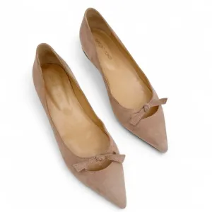 Sergio Rossi Isobel Leather Suede Pointed Toe Flats in Rose Nude EU 36.5 US 6.5