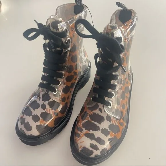Sergio Rossi Women's Winter Jelly Rain Boot Leopard NWOB Size 37