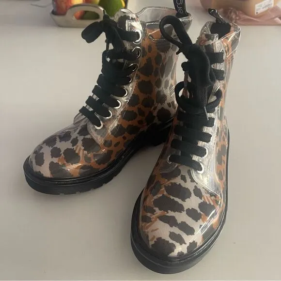 Sergio Rossi Women's Winter Jelly Rain Boot Leopard NWOB Size 37