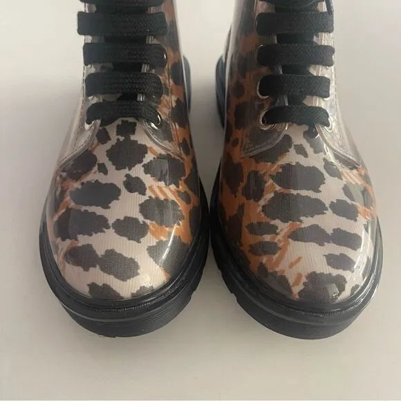 Sergio Rossi Women's Winter Jelly Rain Boot Leopard NWOB Size 37