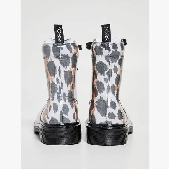 Sergio Rossi Women's Winter Jelly Rain Boot Leopard NWOB Size 37