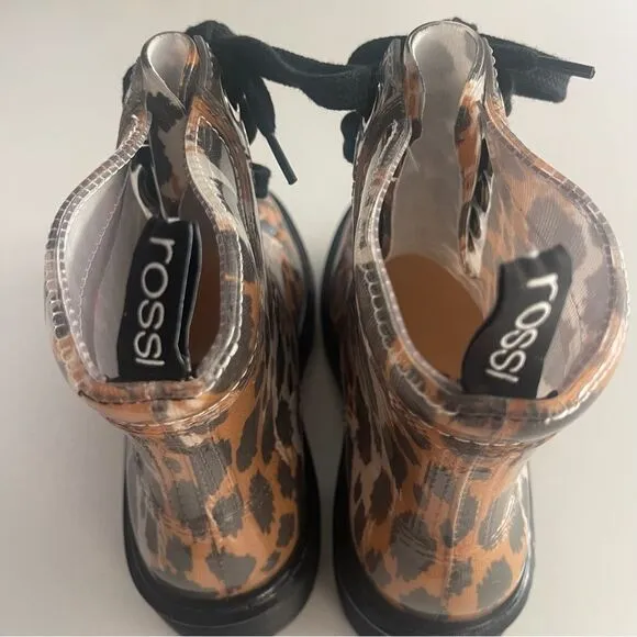 Sergio Rossi Women's Winter Jelly Rain Boot Leopard NWOB Size 37