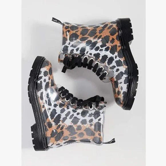 Sergio Rossi Women's Winter Jelly Rain Boot Leopard NWOB Size 37