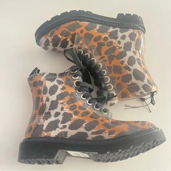 Sergio Rossi Women's Winter Jelly Rain Boot Leopard NWOB Size 37