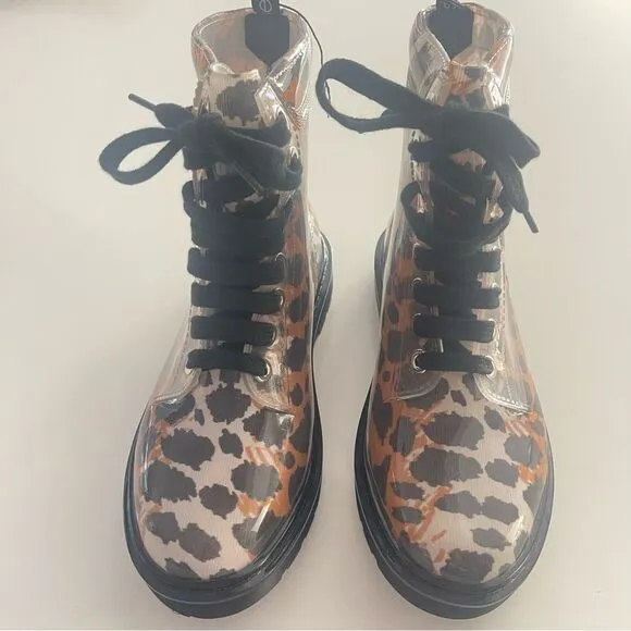 Sergio Rossi Women's Winter Jelly Rain Boot Leopard NWOB Size 37