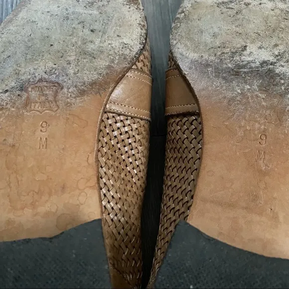 Sesto Meucci Abe Natural Stain Clf woven leather loafers in box  - Vintage
