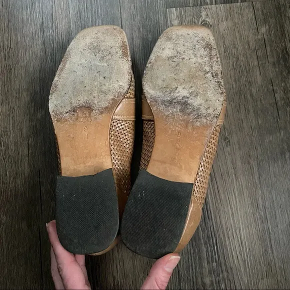 Sesto Meucci Abe Natural Stain Clf woven leather loafers in box  - Vintage