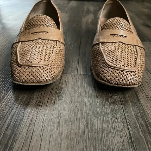 Sesto Meucci Abe Natural Stain Clf woven leather loafers in box  - Vintage