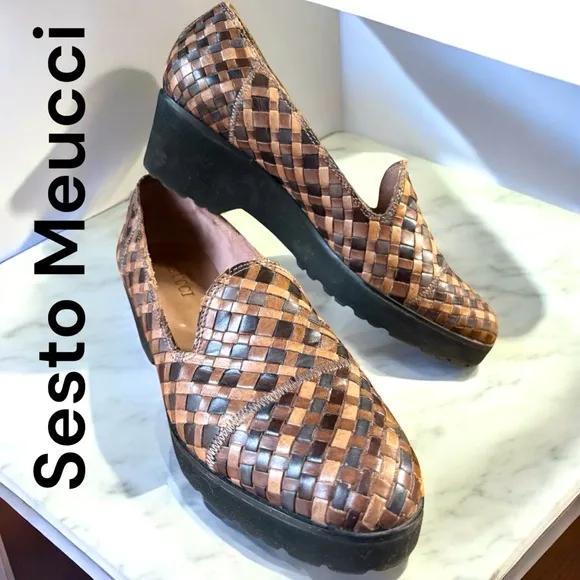 Sesto Meucci-NWOB size 8.5 women’s woven Italian leather wedge loafers. New!!!