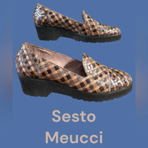 Sesto Meucci-NWOB size 8.5 women’s woven Italian leather wedge loafers. New!!!