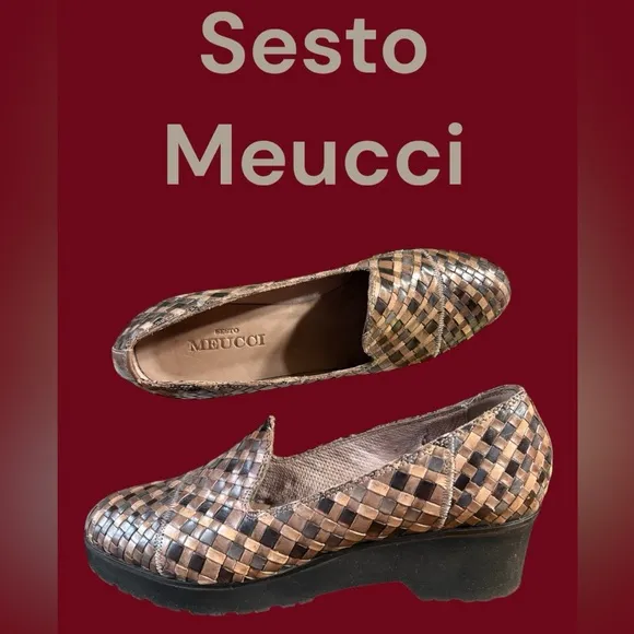 Sesto Meucci-NWOB size 8.5 women’s woven Italian leather wedge loafers. New!!!