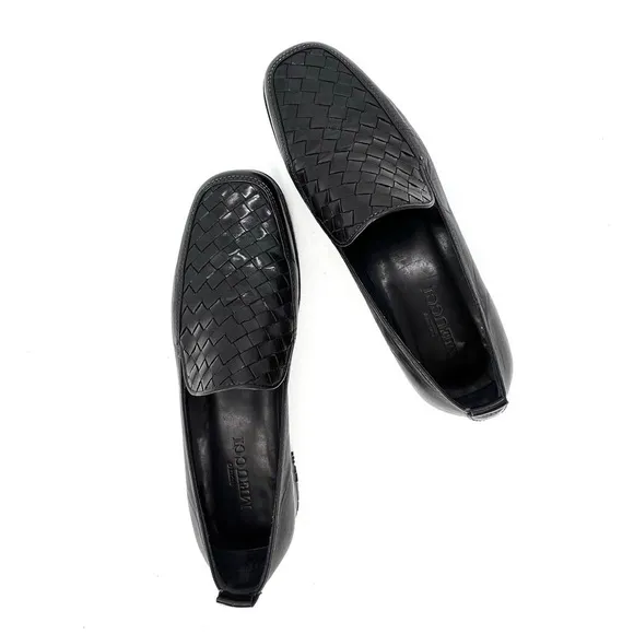 Sesto Meucci Woven Black Leather Flats Women’s Size 8 Loafers New NWT