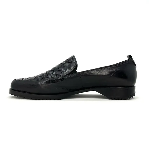 Sesto Meucci Woven Black Leather Flats Women’s Size 8 Loafers New NWT