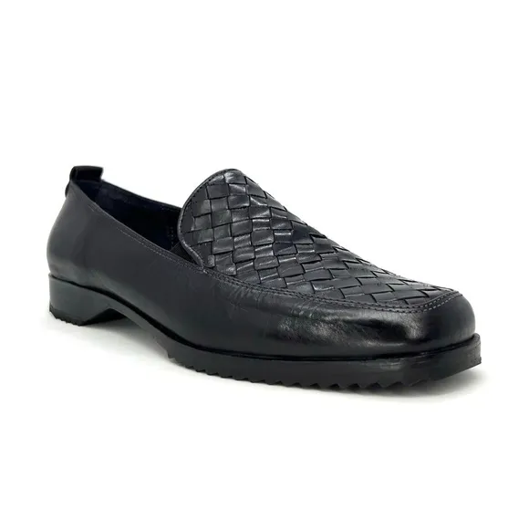 Sesto Meucci Woven Black Leather Flats Women’s Size 8 Loafers New NWT