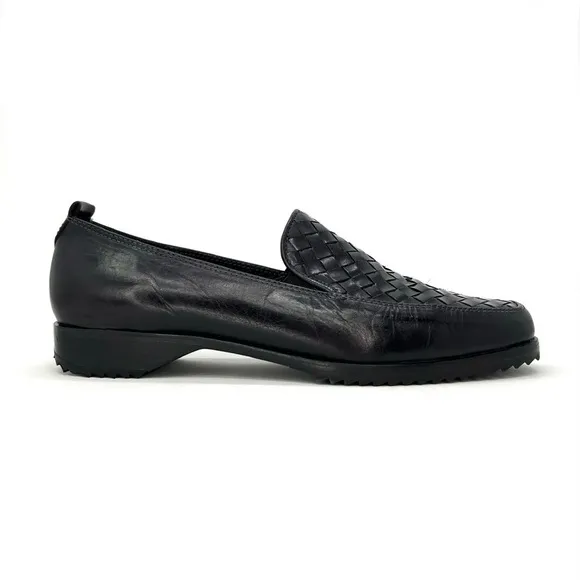 Sesto Meucci Woven Black Leather Flats Women’s Size 8 Loafers New NWT