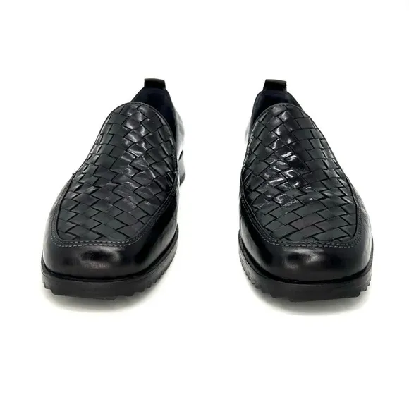 Sesto Meucci Woven Black Leather Flats Women’s Size 8 Loafers New NWT