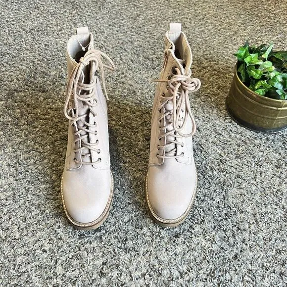 Seychelles Irresistible Nubuck Leather Combat Lace Up Boots Sz 6 Light Pink New