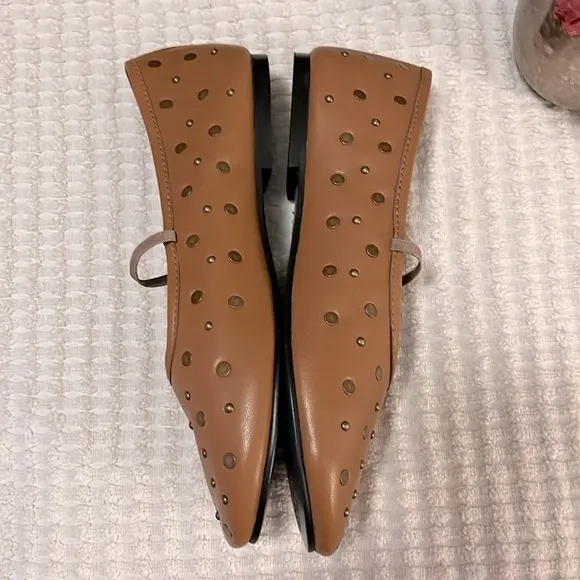 Seychelles Neon Moon Tan Leather Maryjane Ballet Flats Sz 6 NEW