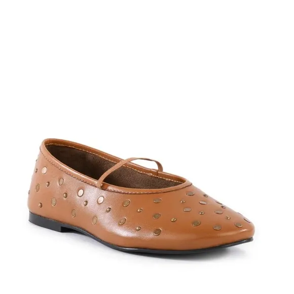 Seychelles Neon Moon Tan Leather Maryjane Ballet Flats Sz 6 NEW