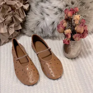 Seychelles Neon Moon Tan Leather Maryjane Ballet Flats Sz 6 NEW