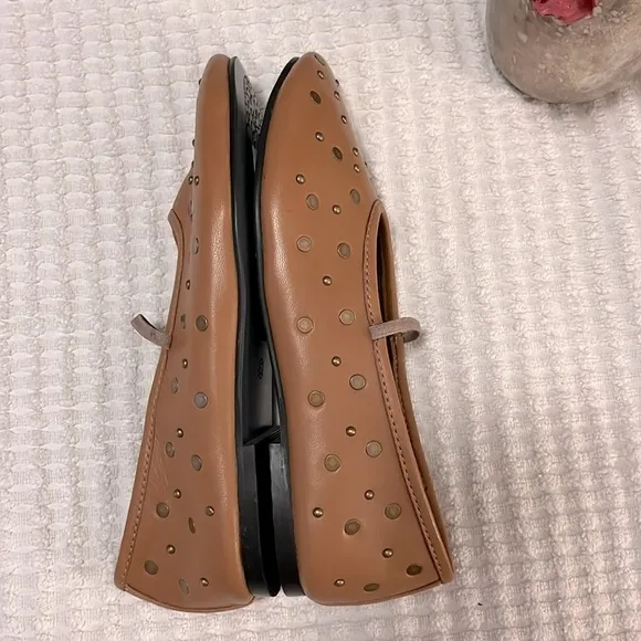Seychelles Neon Moon Tan Leather Maryjane Ballet Flats Sz 6 NEW
