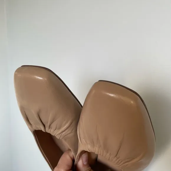 Seychelles Nude Leather Square Toe Minimalist Ballet Flats