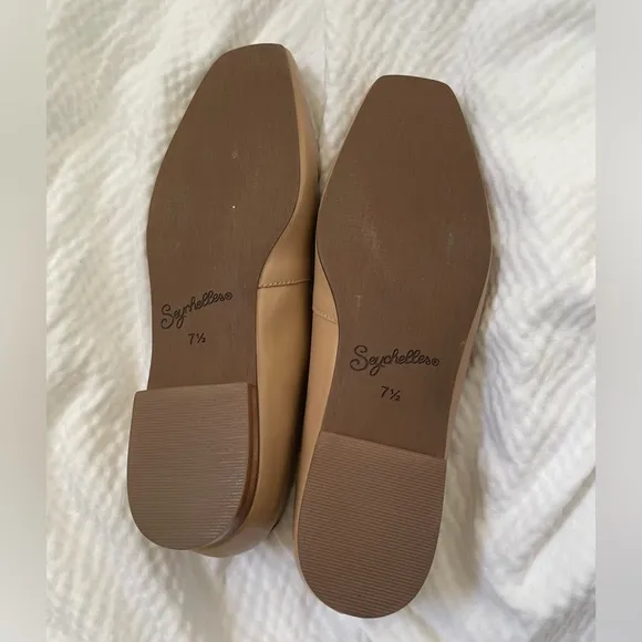 Seychelles Nude Leather Square Toe Minimalist Ballet Flats