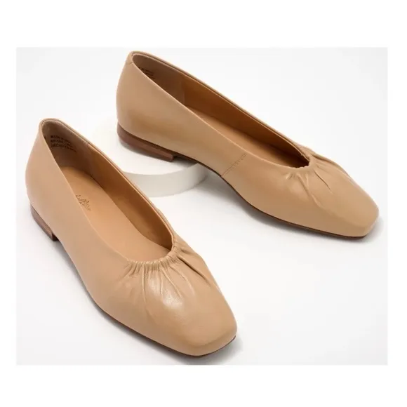 Seychelles Nude Leather Square Toe Minimalist Ballet Flats