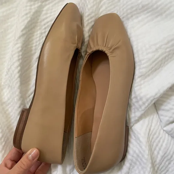 Seychelles Nude Leather Square Toe Minimalist Ballet Flats