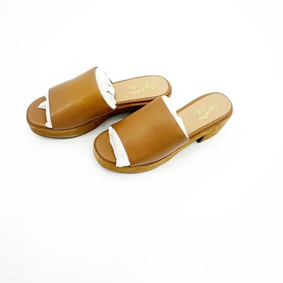 SEYCHELLES One Of a Kind Tan Leather Platform Mule Slip-on Sandals Size 8 NWB