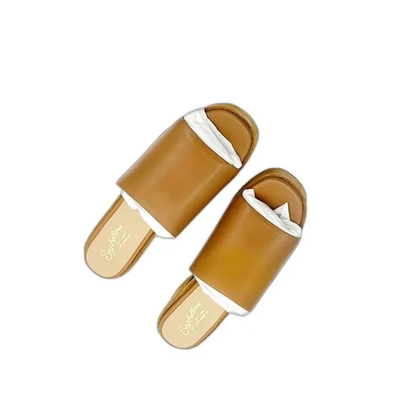 SEYCHELLES One Of a Kind Tan Leather Platform Mule Slip-on Sandals Size 8 NWB