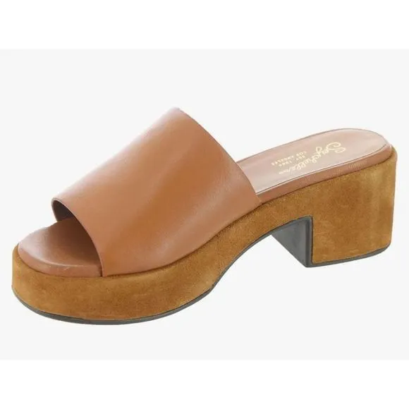 SEYCHELLES One Of a Kind Tan Leather Platform Mule Slip-on Sandals Size 8 NWB