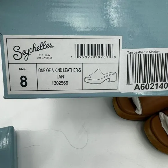 SEYCHELLES One Of a Kind Tan Leather Platform Mule Slip-on Sandals Size 8 NWB