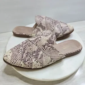 Seychelles Snake Print Mules Womens 8 SlipOn Leather Cream Woven Festival Boho