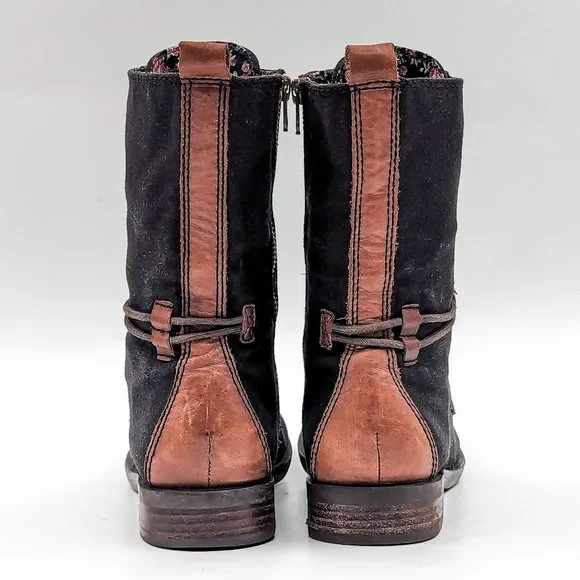 Seychelles Women Meteor Shower 3 Canvas Lace-up Black Combat Boots size 8.5