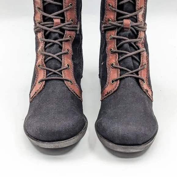 Seychelles Women Meteor Shower 3 Canvas Lace-up Black Combat Boots size 8.5