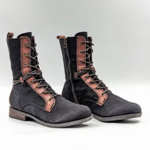 Seychelles Women Meteor Shower 3 Canvas Lace-up Black Combat Boots size 8.5