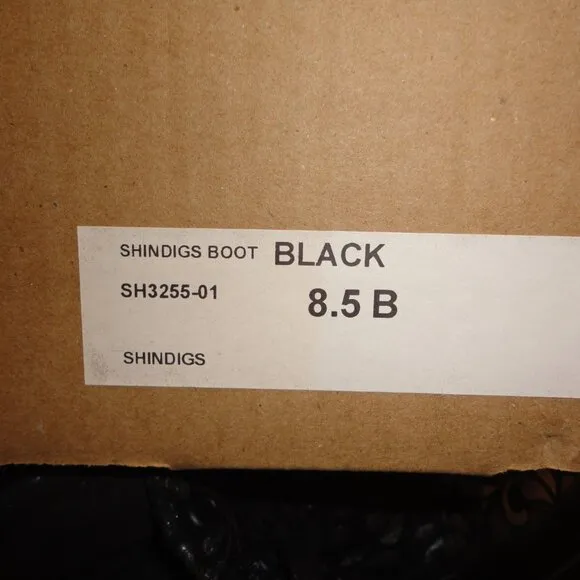 SHINDIGS Black Leather &quot;Paisley&quot; Combat Hiking Boots Size 8.5