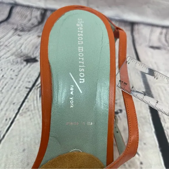 Sigerson Morrison Leather Strappy Sandals 8 in Fire Orange