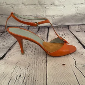 Sigerson Morrison Leather Strappy Sandals 8 in Fire Orange